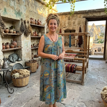 PAMUKLU KOLSUZ YUVARLAK YAKA ELBİSE