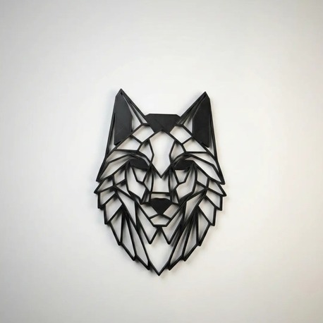 Geometrik Kurt Duvar Dekoru - Modern Siyah 3D Duvar Süsü