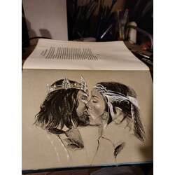 arwen aragorn kitap kapağı içine illüstrasyonlu ciltli kitap 