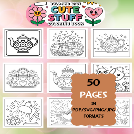 Stuff Coloring Book | Printable Art Book ( 50 Pages, PDF SVG JPG PNG FORMATS)