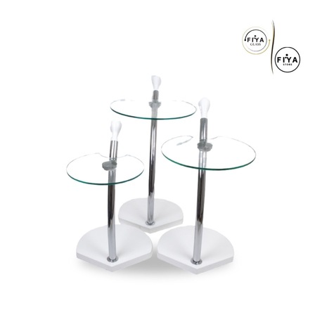 Fiya Glass| Cam Sehpa Seti - Beyaz
