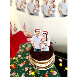 Kişiye Özel Yılbaşı Aile Pasta Süsü - Christmas Family Cake Topper