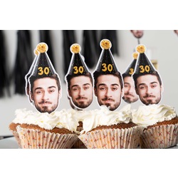  Fotoğraflı 30. Yaş Doğum Günü Kapkek Süsü - 30th Birthday Cupcake Topper