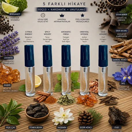 Erkekler için parfüm deneme seti 5x5ml