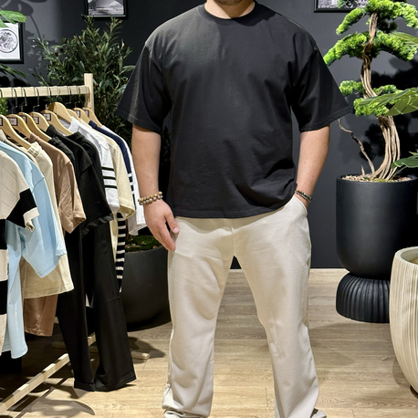 Boxy Fit Oversize Bisiklet Yaka Tişört