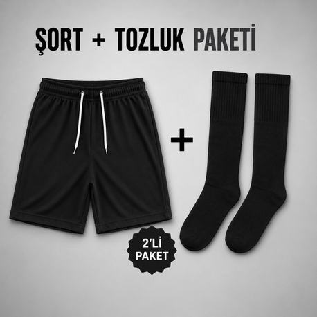Şort + Tozluk Paketi Siyah ⭐️