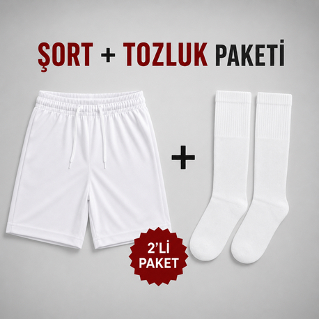 Şort + Tozluk Paketi Beyaz ⭐️