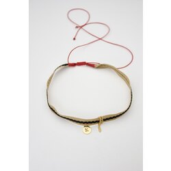 Line Kahve Pullu Choker Kolye | Gold | SANA ÖZEL