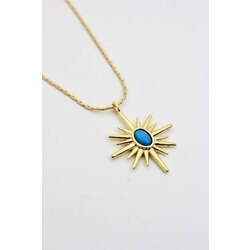 Mavi Opal Yıldız Kolye | Gold