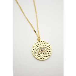 Taşlı Göz Kolye | Gold