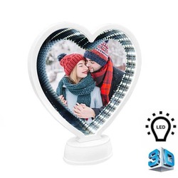 Led Işıklı Aynalı Kalp Fotoğraf Çerçevesi 3d Beyaz