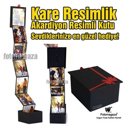 Siyah Sihirli Akordiyon Fotoğraf Kutusu 18 Adet Fotograf Baskı Dahil
