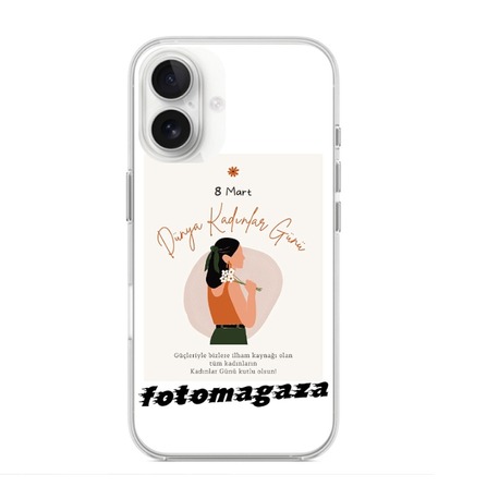 Kişiye Özel iphone 16 Şeffaf Silikon Telefon Kılıfı | 15372