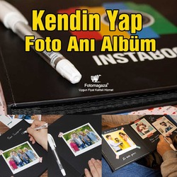 Kendin Yap Anı Defteri Gümüş Jel Kalem + 20 Pola Kart + Bant Hediye