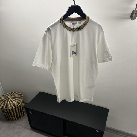 Burberry Cotton Check-Neckline T-Shirt