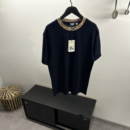 Burberry Cotton Check-Neckline T-Shirt