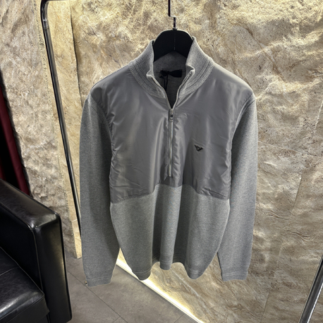 Prada Re-naylon Yarım Fermuar Gri Kazak 