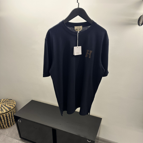 Hermés ‘H’ Cheval Navy Blue Cotton T-Shirt
