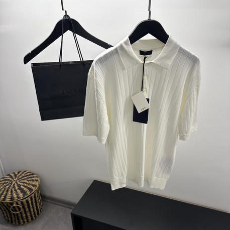 Prada Beyaz Triko Polo Tişört