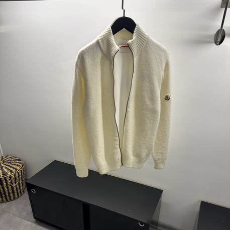 Moncler Ecru Full Wool Zip Jumper