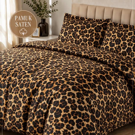 pamuk saten Leopar nevresim takımı