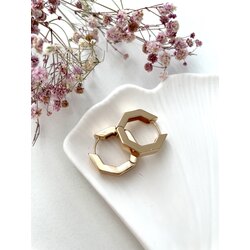 Gold Çokgen Küpe
