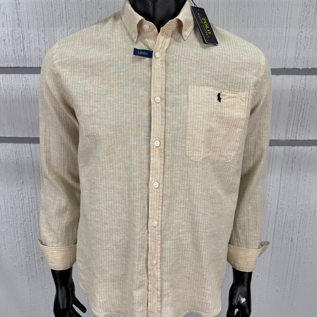 Polo Ralph Lauren Erkek Regular Fit Bej Keten Gömlek