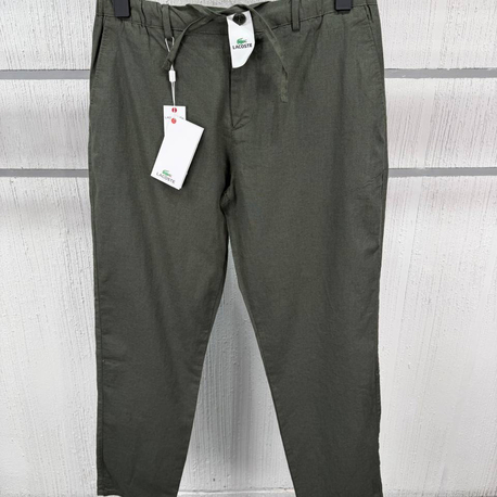Lacoste Erkek Regular Fit Yeşil Ham Keten Pantolon