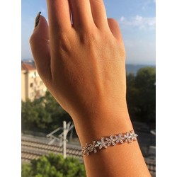 Çiçekli Bileklik Modeli Silver 