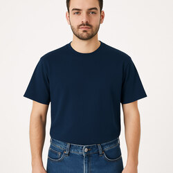 Oversize Tişört Erkek Kısa Kollu lacivert