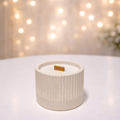 Taş Tozu Kap Mumluk – Vanilya Kokulu Soya Wax Mum | El Yapımı