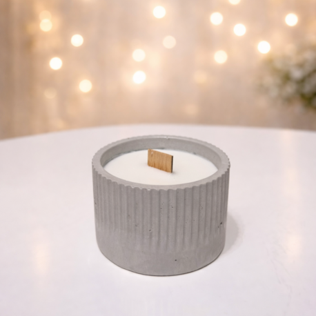 Taş Tozu Kap Mumluk – Vanilya Kokulu Soya Wax Mum | El Yapımı