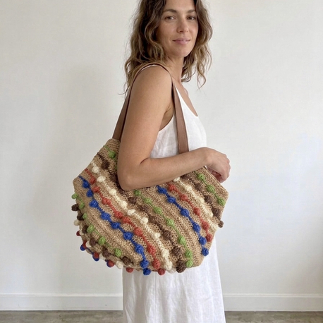 El Örgüsü Kağıt İp Bulmaca Çanta - Renkli Puzzle Bag