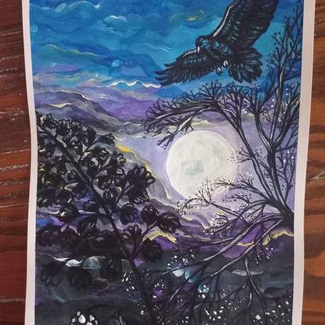 Kartal Temalı Dolunay Manzarası