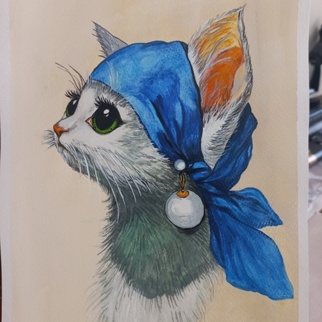İnci Küpeli Kedi