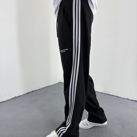 Asimetrik Şeritli Baggy Eşofman Alt siyah