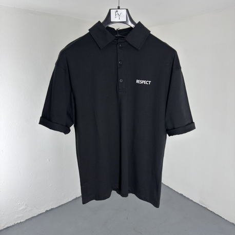 OverSize Polo Yaka T-Shirt siyah