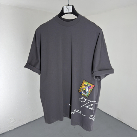 Patch Yamalı OverSize Tee Gri