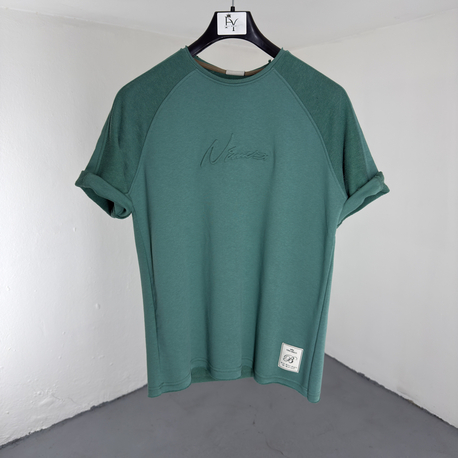 Lazer Kesim OverSize T-Shirt yeşil