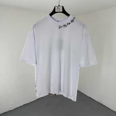 Nakışlı Baskılı Beyaz OverSize Tshirt