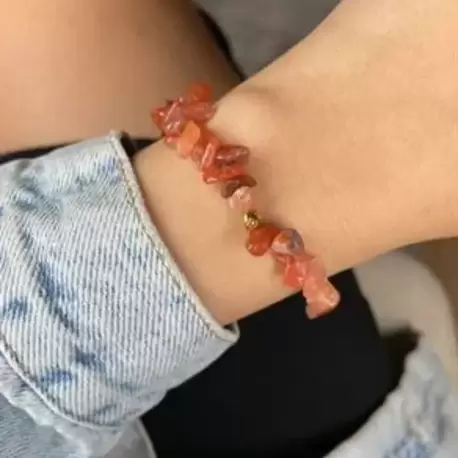 Akik Doğal Taş Bileklik 24K Altın Kaplama