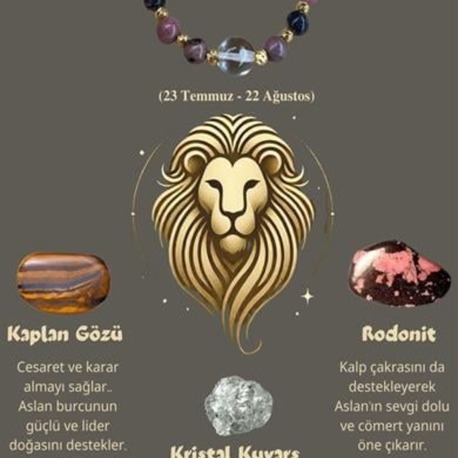 Aslan Burcu Zodyak Doğal Taş Bileklik