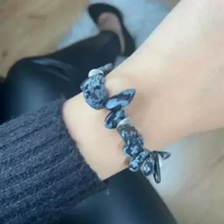 Karlı Obsidyen Doğal Taş Bileklik