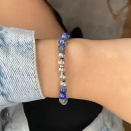 Lapis Lazuli Gümüş Kaplama Bileklik