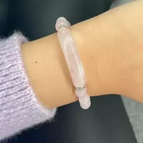Koşulsuz Sevgi Bilekliği - Kalpli Pembe Kuvars