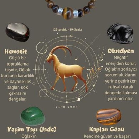 Oğlak Burcu Zodyak Doğal Taş Bileklik
