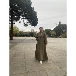 Haki yeşil Müslin elbise 