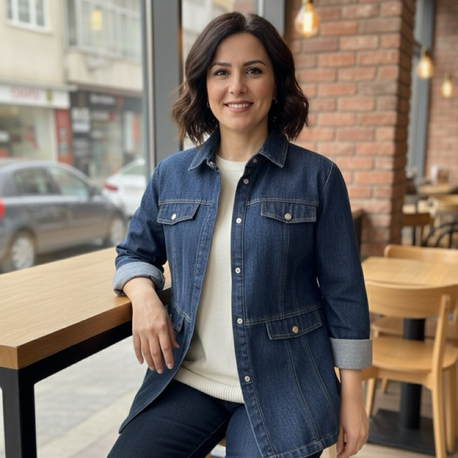Kot ÇıtÇıt Kapama Uzun Kollu Gömlek (İnce Ceket)