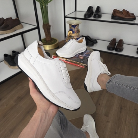 Beyaz - hakiki deri sneakers