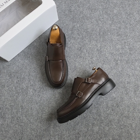 yeni kahve çift toka - hakiki deri loafer